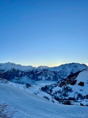 snow covered mountains