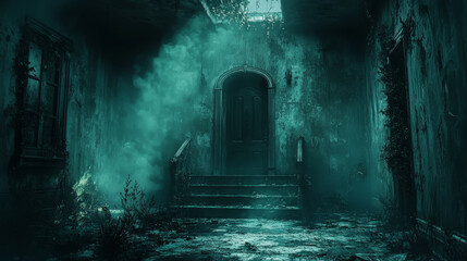 Fototapeta premium A Dark Hallway in a Haunted Abandoned Mansion