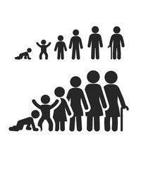 Vector set of life cycle flat icons stock illustration