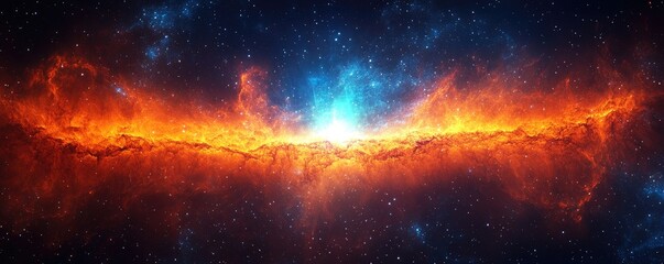 Cosmic Nebula with Vibrant Orange and Blue Hues