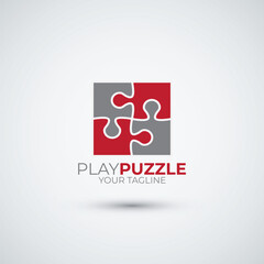 Digital puzzle logo design template