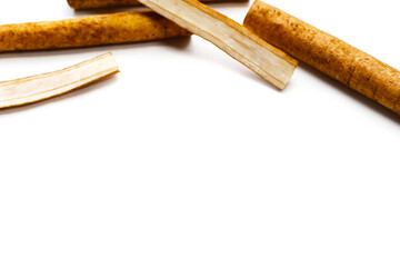 Burdock Root (Gobo) on white background.