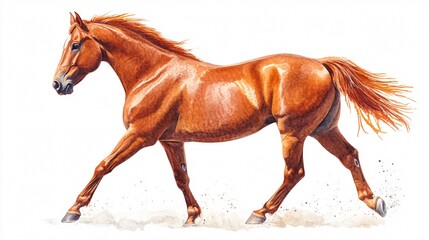 Stunning Purebred Red Horse on White Background for Equestrian Design Projects