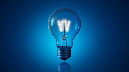 Bright Lightbulb Icon with Glow Effect - Centered Wide Angle Composition