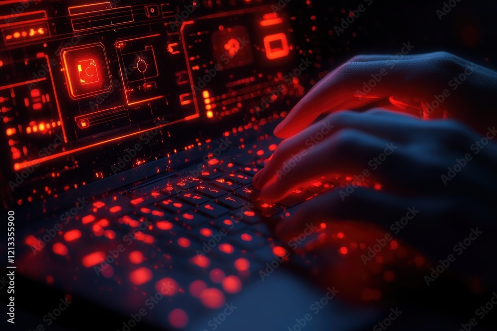 Poster cyberattack password breach security phishing hacking digital art cyberpunk technology