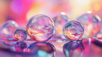 Colorful Glass Spheres Reflecting Vibrant Hues