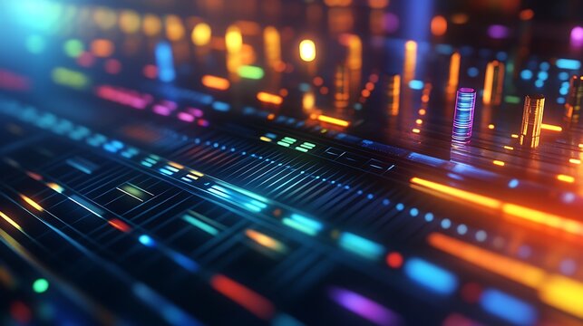 Abstract Futuristic Technology Interface Neon Lights - Powered by Adobe