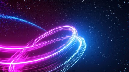 Obraz premium Bright Neon Circles in Space