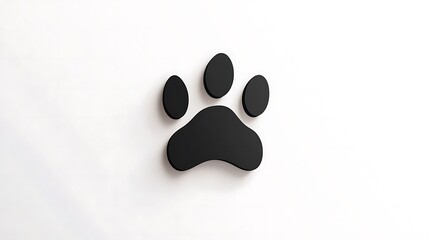 Dog paw symbol isolated on white background minimalist design style