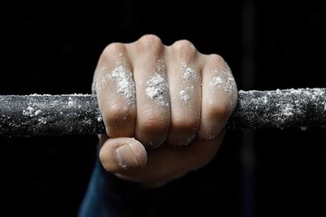 Female Hands Holding Chalk Preparing for Gymnastics on Parallel Bars Close Up