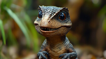 Obraz premium Adorable baby T-rex with a friendly expression 