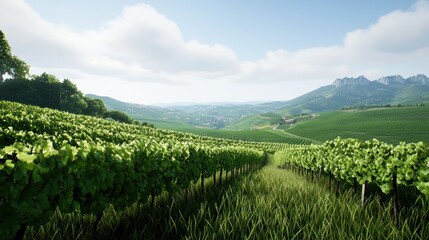 Fototapeta premium Sunlit Vineyard Landscape