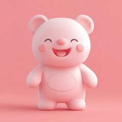 Naklejka premium Cute pink teddy bear cartoon character illustration.