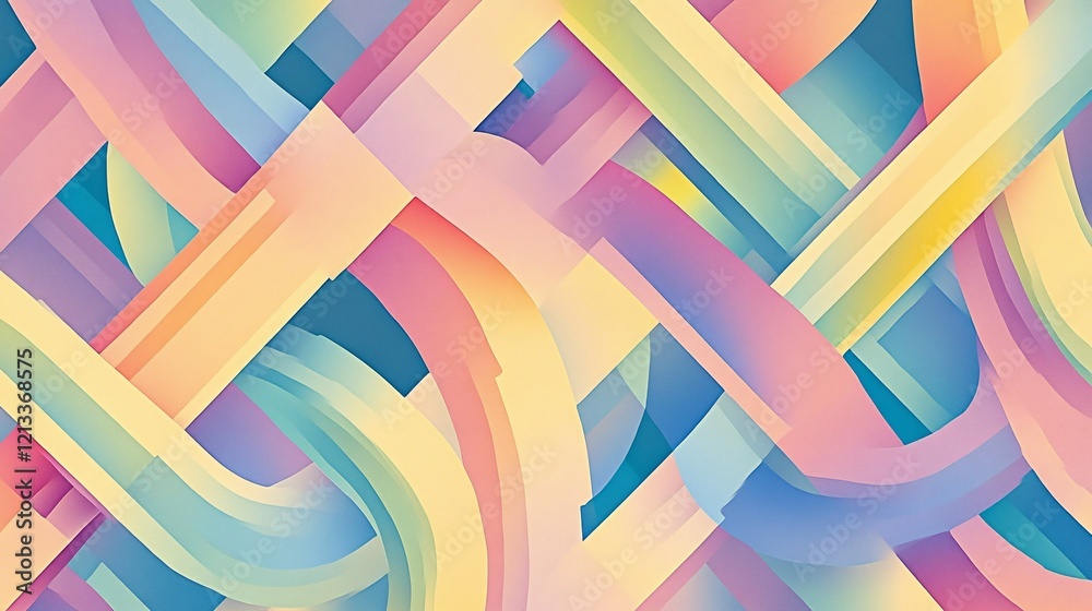 Poster Abstract Pastel Colored Interwoven Lines Design