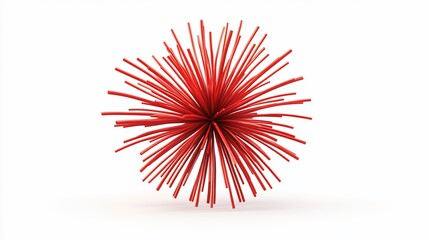 Abstract red burst, radiating lines, 3D render, isolated on white.