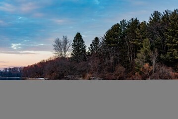 Walking Along the Lake Marburg Shoreline at Dusk in Winter, York County PA USA © Walt