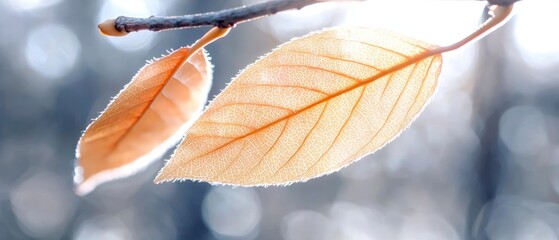 Obraz premium Autumn Leaves Background Nature Fall Wallpaper Seasonal Light Branch Leaf Botany