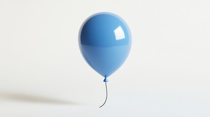 Single blue balloon floating against a white background.