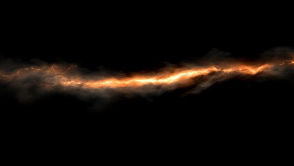 Glowing orange energy streak in dark smoky clouds.
