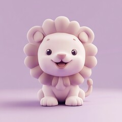 Cute cartoon lion cub, 3D render.