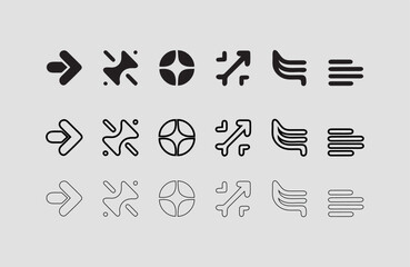 Arrow Line Designs for Speed and Direction Concepts Arrow Graphics for Motion and Navigation Design