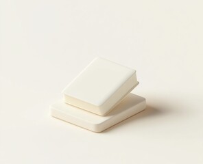 Two blank white square boxes stacked on a white background.