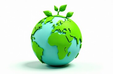 Green World Map- 3D tree or forest shape of world map isolated on white background. World Map Green Planet Earth Day or Environment day Concept. Green earth with electric car. Paris agreement concept.