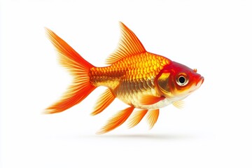 Fototapeta premium Vibrant orange goldfish isolated on white background.