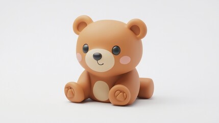 Obraz premium Adorable cartoon brown bear cub sitting.