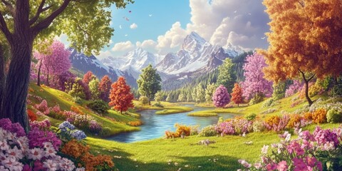 Naklejka premium Springtime in Fairyland