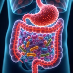 artistic gut microbiome bacteria digestion