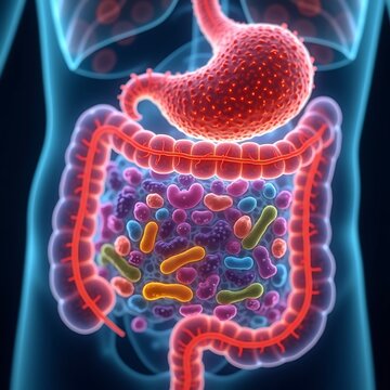 artistic gut microbiome bacteria digestion