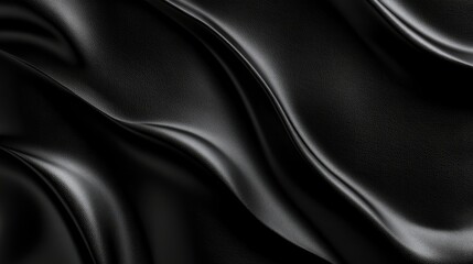 Obraz premium Elegant and Smooth Black Fabric Background with Soft Waves and Textures for Fashion, Design, and Artistic Applications in Various Creative Projects