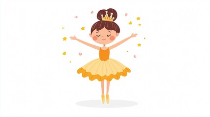 Elegant ballet performance featuring a girl dancing with a crown decoration