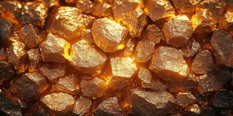Glittering Gold Nugget Texture Background with 24 Carat Solid Luxury Wealth