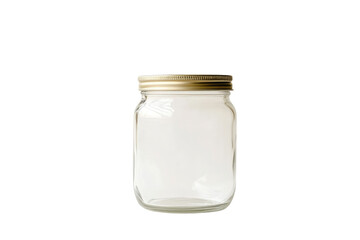 One empty glass jar isolated on white PNG