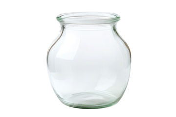 One empty glass jar isolated on white PNG