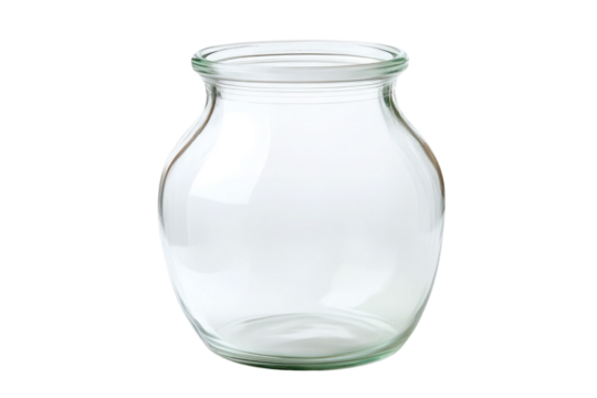 One empty glass jar isolated on white PNG