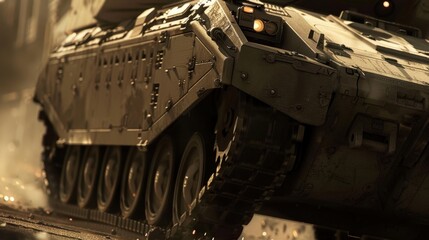 Tank (Military): A heavily armored, weaponized vehicle designed for military combat, offering battlefield dominance with its immense weight and firepower.
