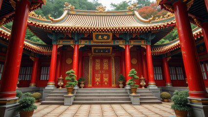 Fototapeta premium Serene Chinese Temple Architecture Stock Photo - Cultural Heritage