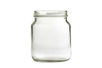 One empty glass jar isolated on white PNG