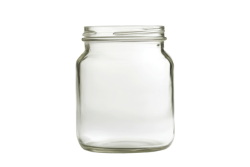 One empty glass jar isolated on white PNG