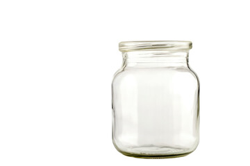 One empty glass jar isolated on white PNG