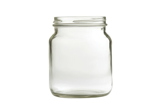 One empty glass jar isolated on white PNG