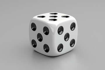 A single white die shows the number five