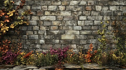 Beautiful stone wall with rough textures and diverse colors creating a unique backdrop