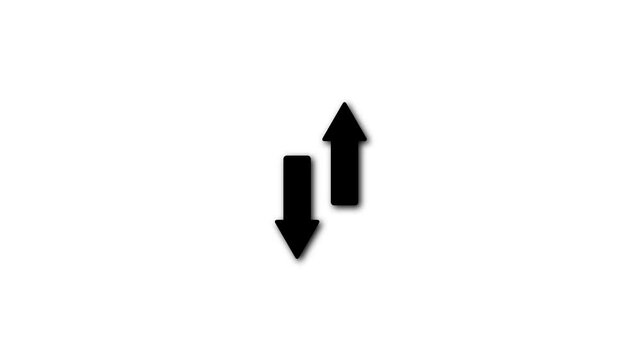 Up and down arrow pointer icon sign symbol animation.The Two Lane highway street sign icon.Sweep up down animation.direction arrow animation on a black background.