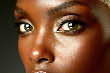 Naklejka premium Attractive calm black girl - for ads, ad page and social social networks ad use. Commercial commercial creative. Short coiffure - blond hair. Urban style ads. Creative black style.