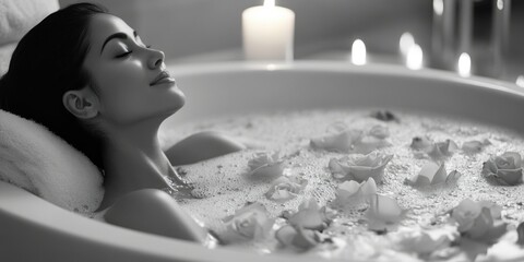 Tranquil Bath Time with Rose Petals