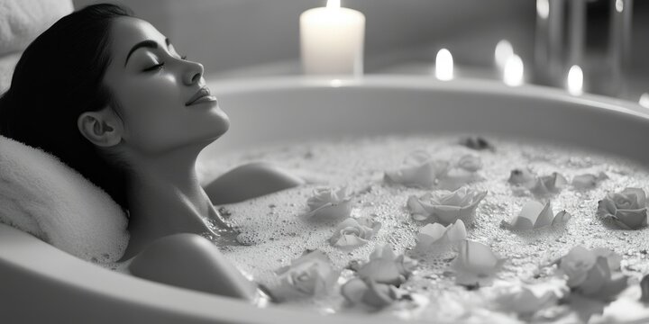 Tranquil Bath Time with Rose Petals